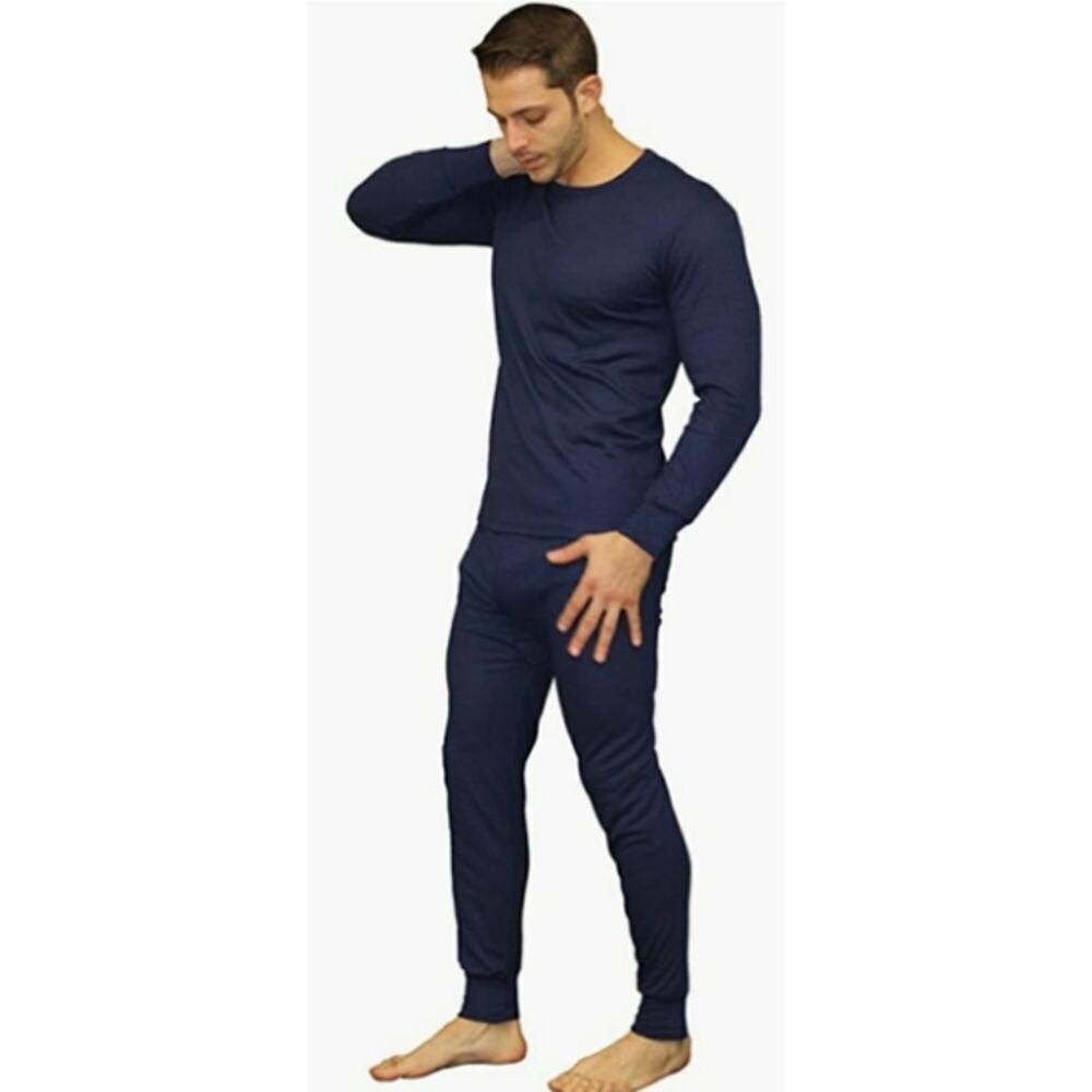 Lumb'r Jack NWT Men's Blue Thermal Base Layer Waffle Knit Top Pant Set- Size L